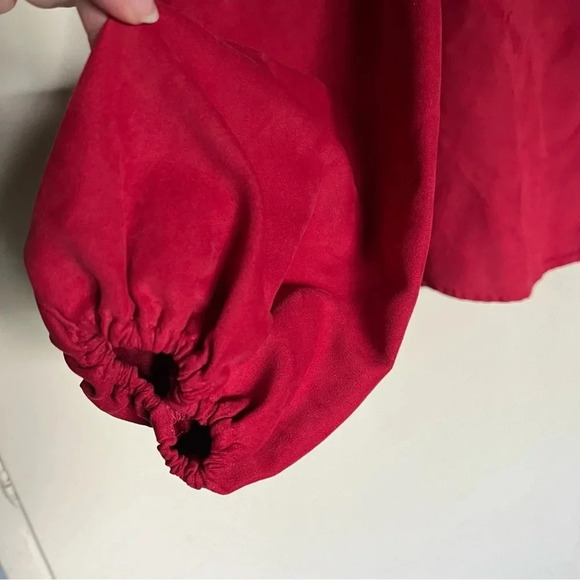 Marc New York Red Suede Balloon Sleeve Blouse Size Large - Picture 3 of 10